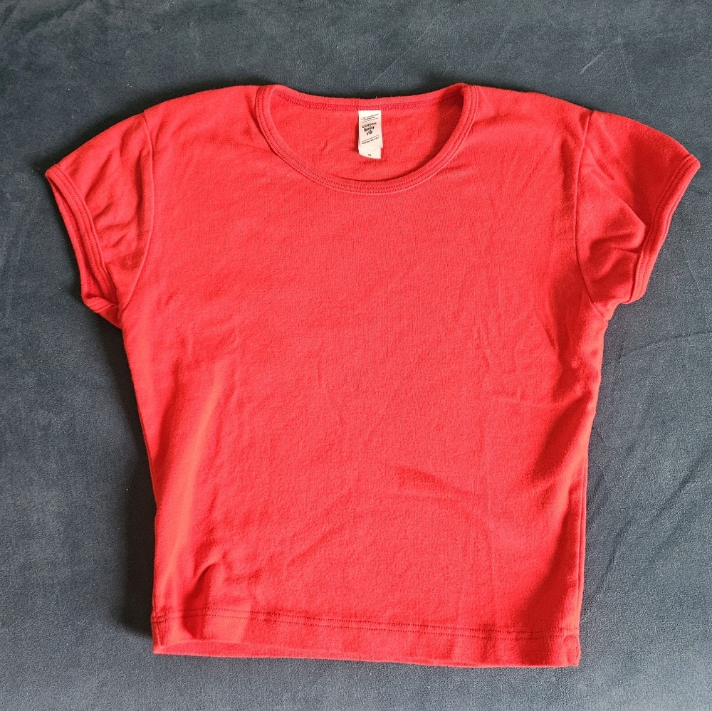 LA Apparel Baby Rib Short Sleeve Crop Top Small